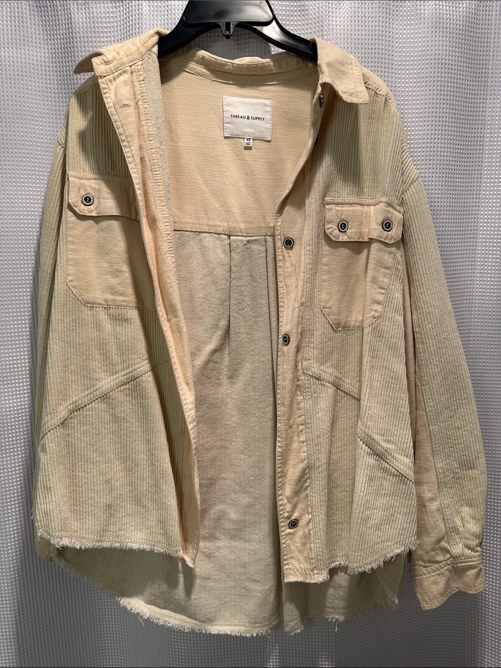 Women's Cream Corduroy Shacket Jacket